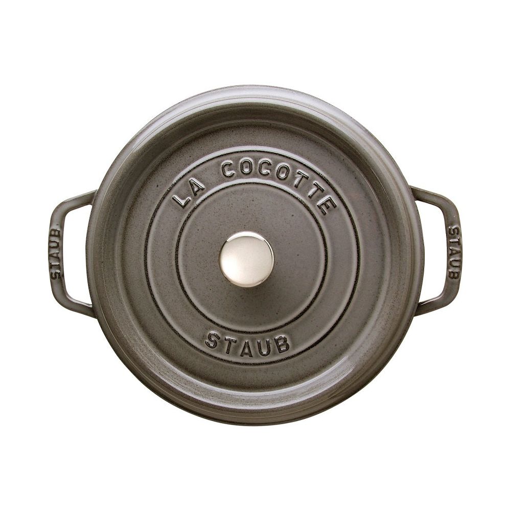Cocotte ronde fonte et émail Grise 13.2'' 34cm 12.5L - Staub - Cocotte - - La Guilde Culinaire