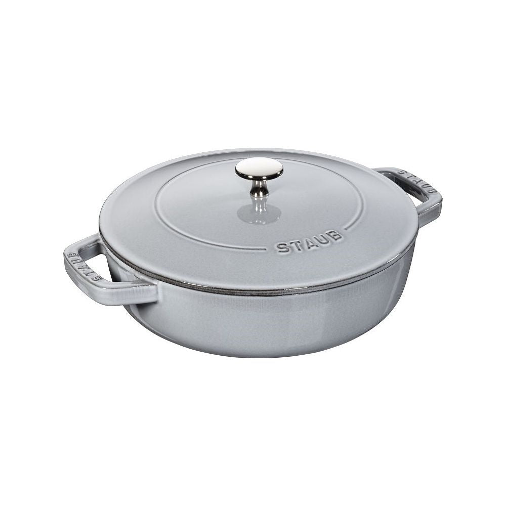Sauteuse ronde en fonte avec couvercle 3.7 L, 28cm / 11" ! Gris graphite - Staub - Sauteuse - 40511-470 / 1004752 - La Guilde Culinaire