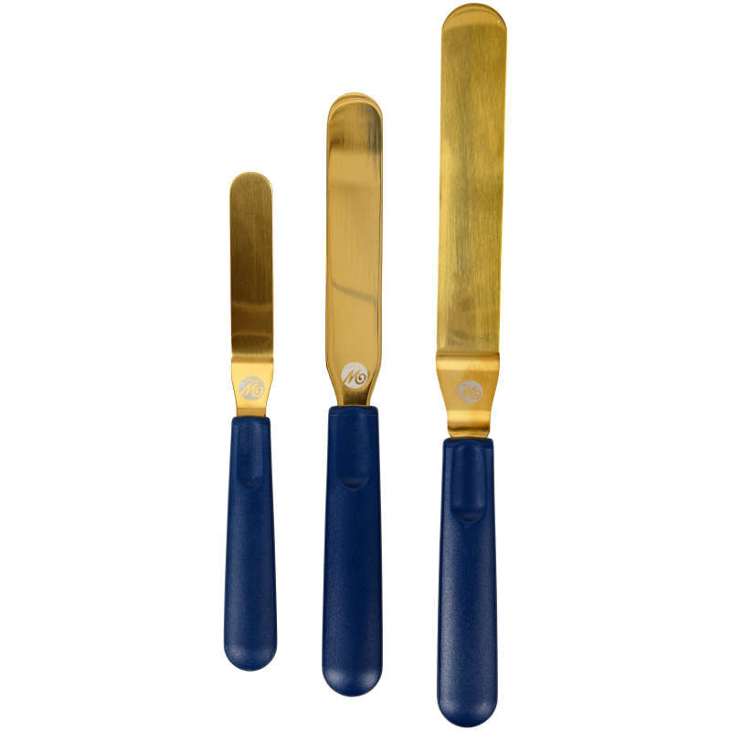 Set de spatules à glaçage bleu marine et or, 3 pièces - Wilton - Spatule à glacer - - La Guilde Culinaire