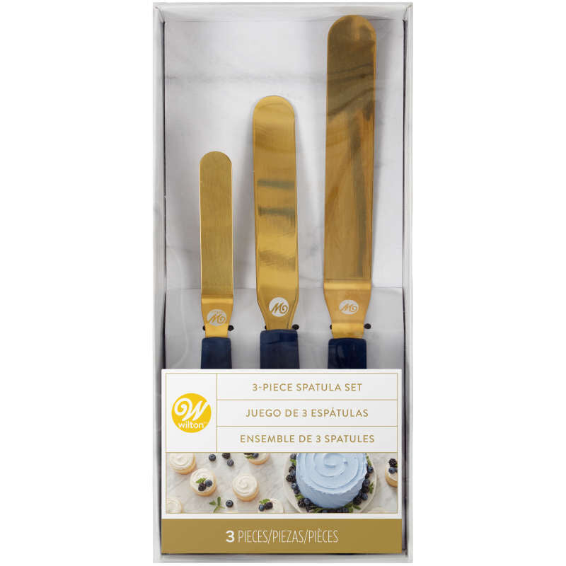 Set de spatules à glaçage bleu marine et or, 3 pièces - Wilton - Spatule à glacer - - La Guilde Culinaire