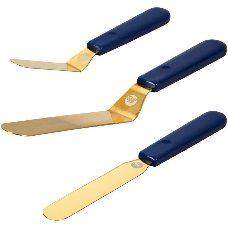 Set de spatules à glaçage bleu marine et or, 3 pièces - Wilton - Spatule à glacer - - La Guilde Culinaire