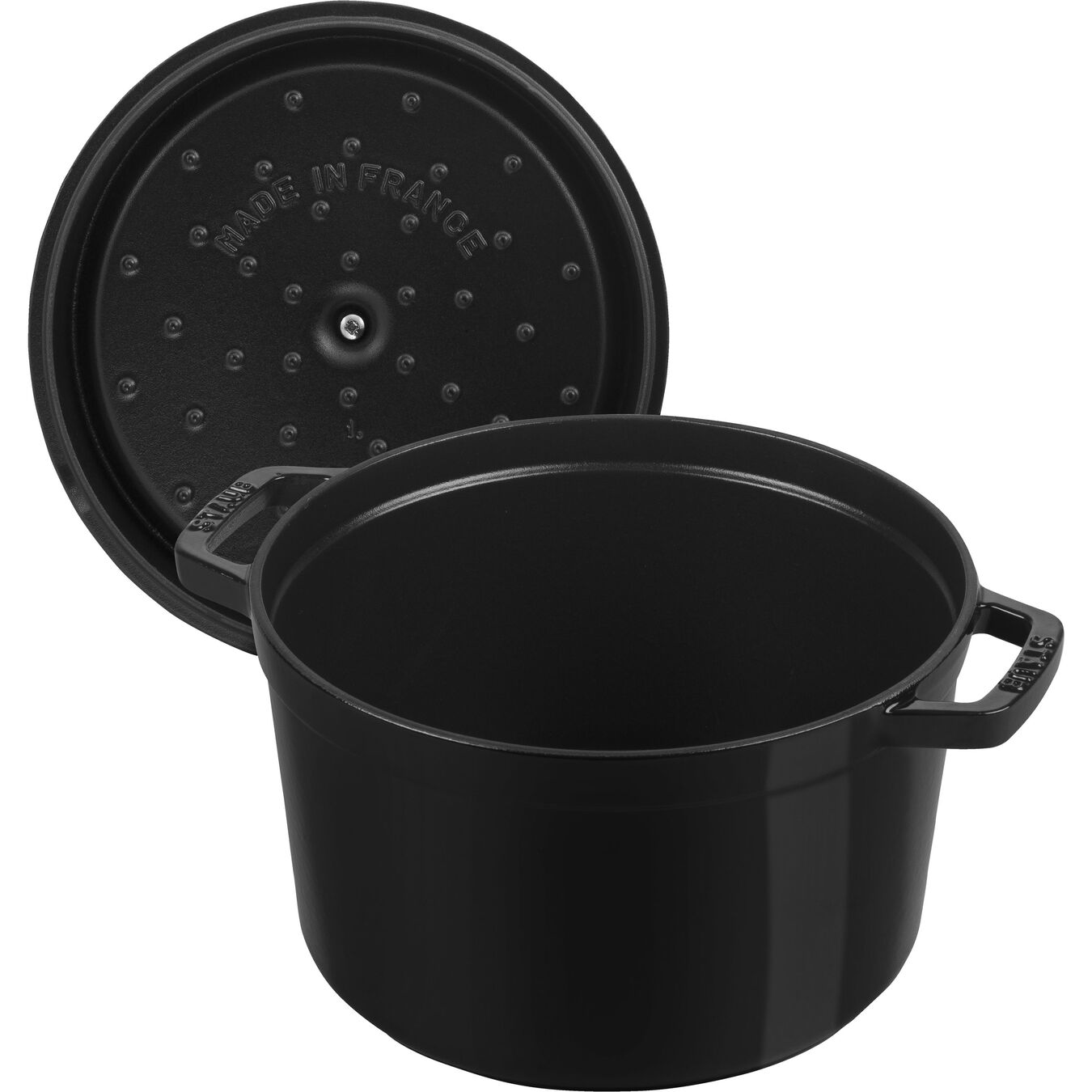 Cocotte ronde haute en fonte, noir brillant - 24 cm 4,75 L - Staub - Cocotte - - La Guilde Culinaire
