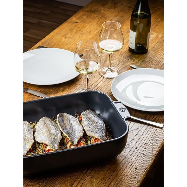 APPOLIA - Plat four en céramique carré écru 36cm-14" - Peugeot - Plat pour four - - La Guilde Culinaire