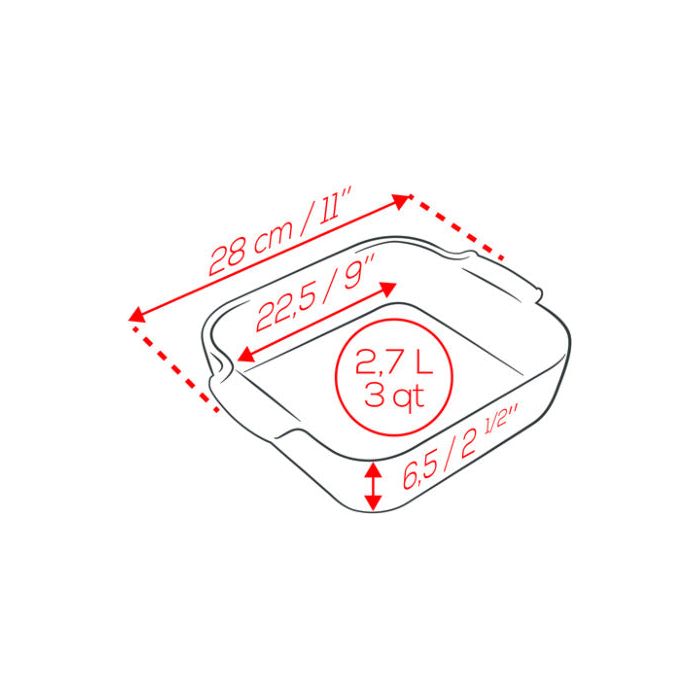APPOLIA - Plat four en céramique carré rouge 28cm-11" - Peugeot - Plat pour four - - La Guilde Culinaire