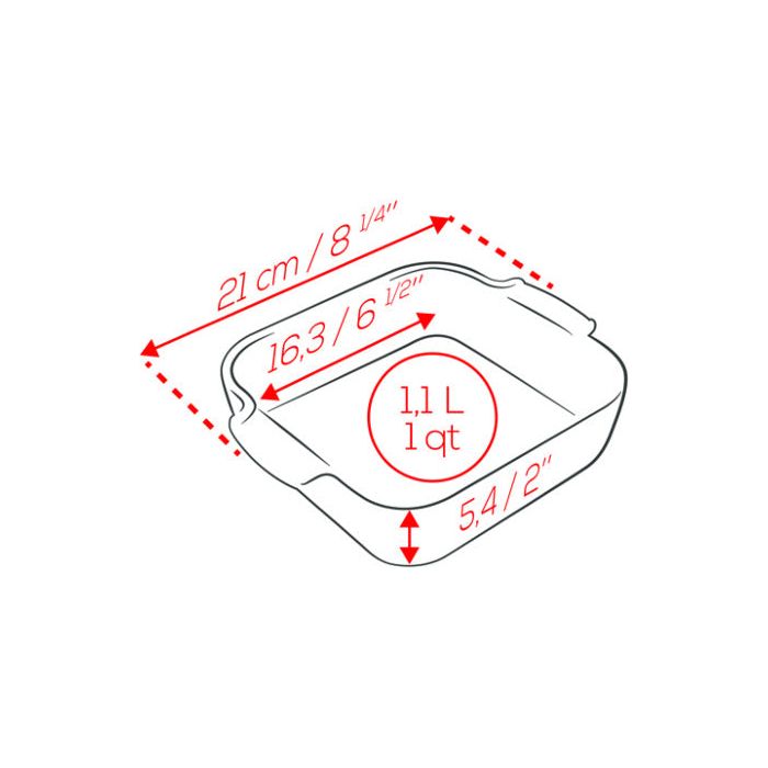 APPOLIA - Plat four en céramique carré rouge 21cm-8,25" - Peugeot - Plat pour four - - La Guilde Culinaire