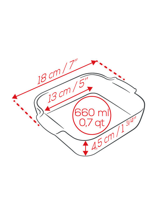 APPOLIA - Plat four en céramique carré rouge 18cm - 7"    - Peugeot - Plat pour four - 