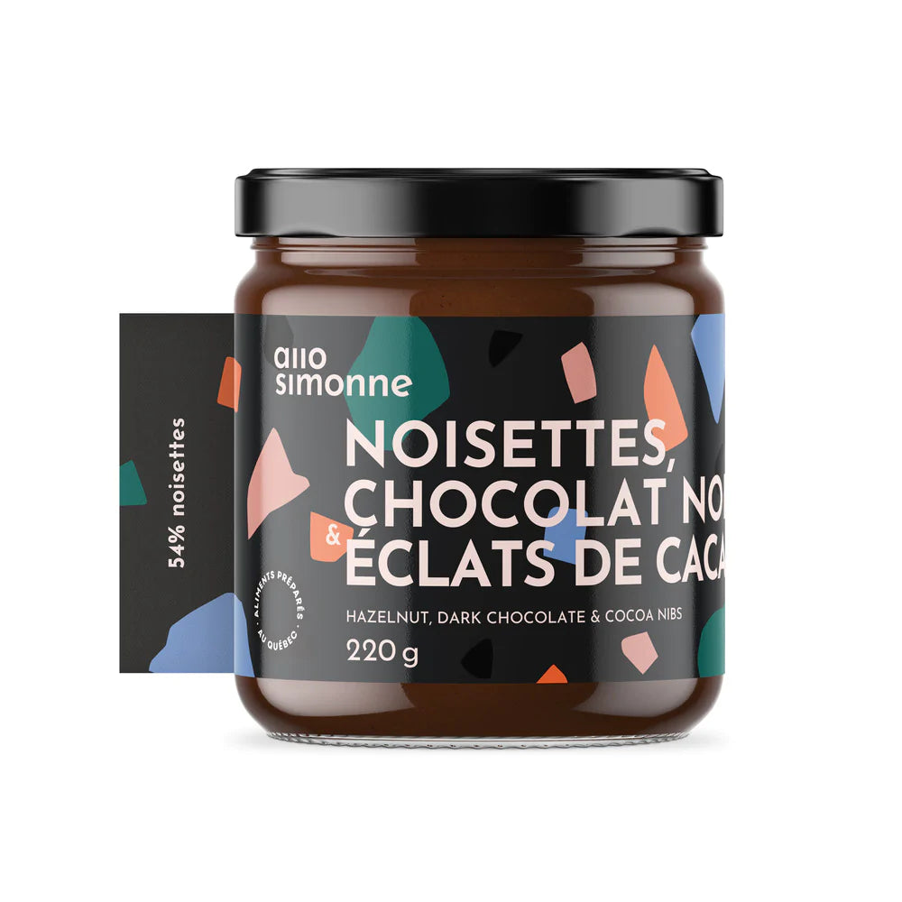 Tartinade Noisettes, Chocolat noir & Éclats de Cacao - Allo Simonne - Tartinade - - La Guilde Culinaire