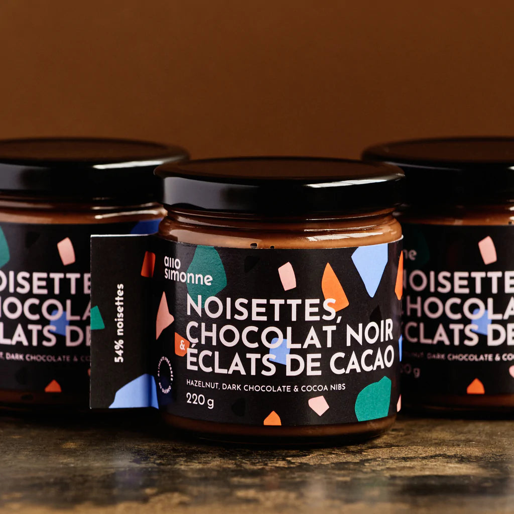 Tartinade Noisettes, Chocolat noir & Éclats de Cacao - Allo Simonne - Tartinade - - La Guilde Culinaire