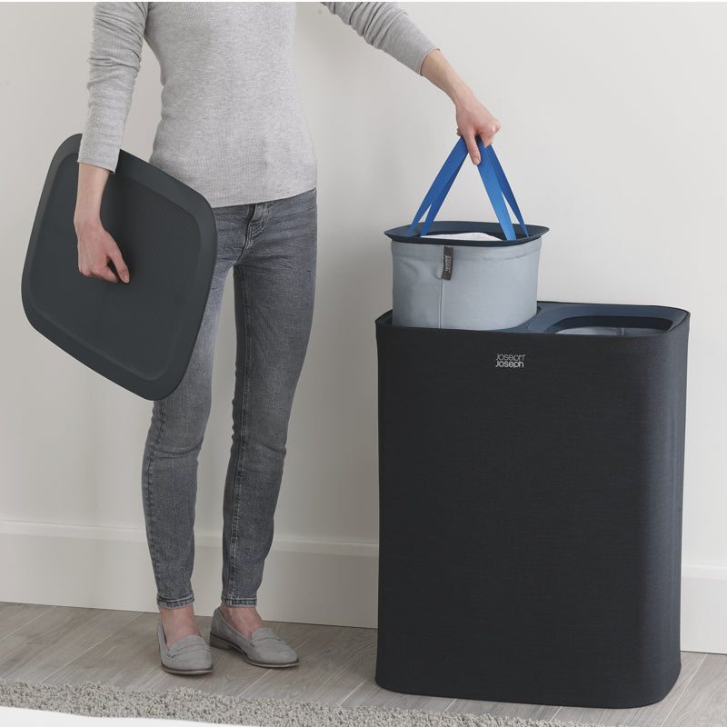 Panier à linge facile à vider Tota 90L Noir - Joseph Joseph - Panier à linge - - La Guilde Culinaire