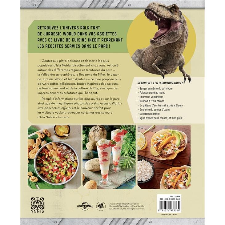 Jurassic world : livre de recettes officiel ! - Ynnis Ed. - Livre de cuisine - - La Guilde Culinaire