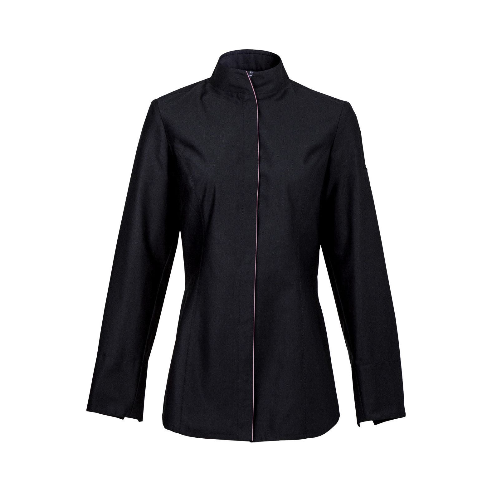 Veste de cuisine Alba Noir Longues T00 - UE. XS-34/36 - U.S 28/29 - Clement Design - Veste cuisine femme - ALBA NOIR ML T00 - La Guilde Culinaire