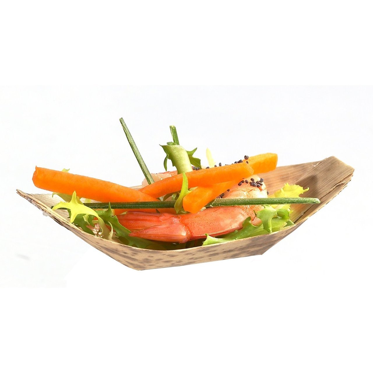 Jonque feuille bambou 120x60x30 mm - Solia Paquet de 100 - Solia - Service de table jetable - VO13010 - La Guilde Culinaire