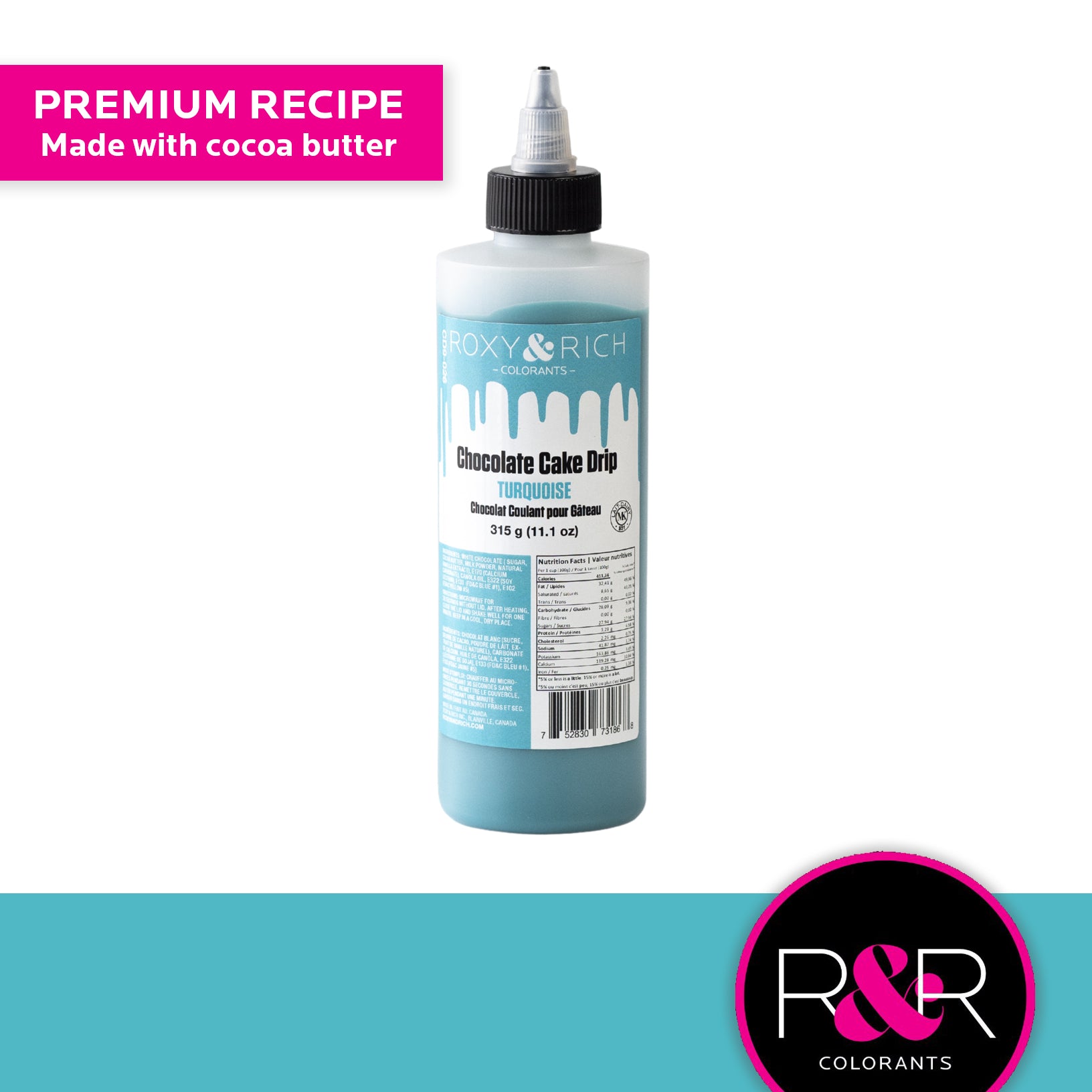 Chocolat Coulant pour Gâteau “Cake Drip” Turquoise - 315g - Roxy & Rich - Chocolat coulant pour gâteau - - La Guilde Culinaire