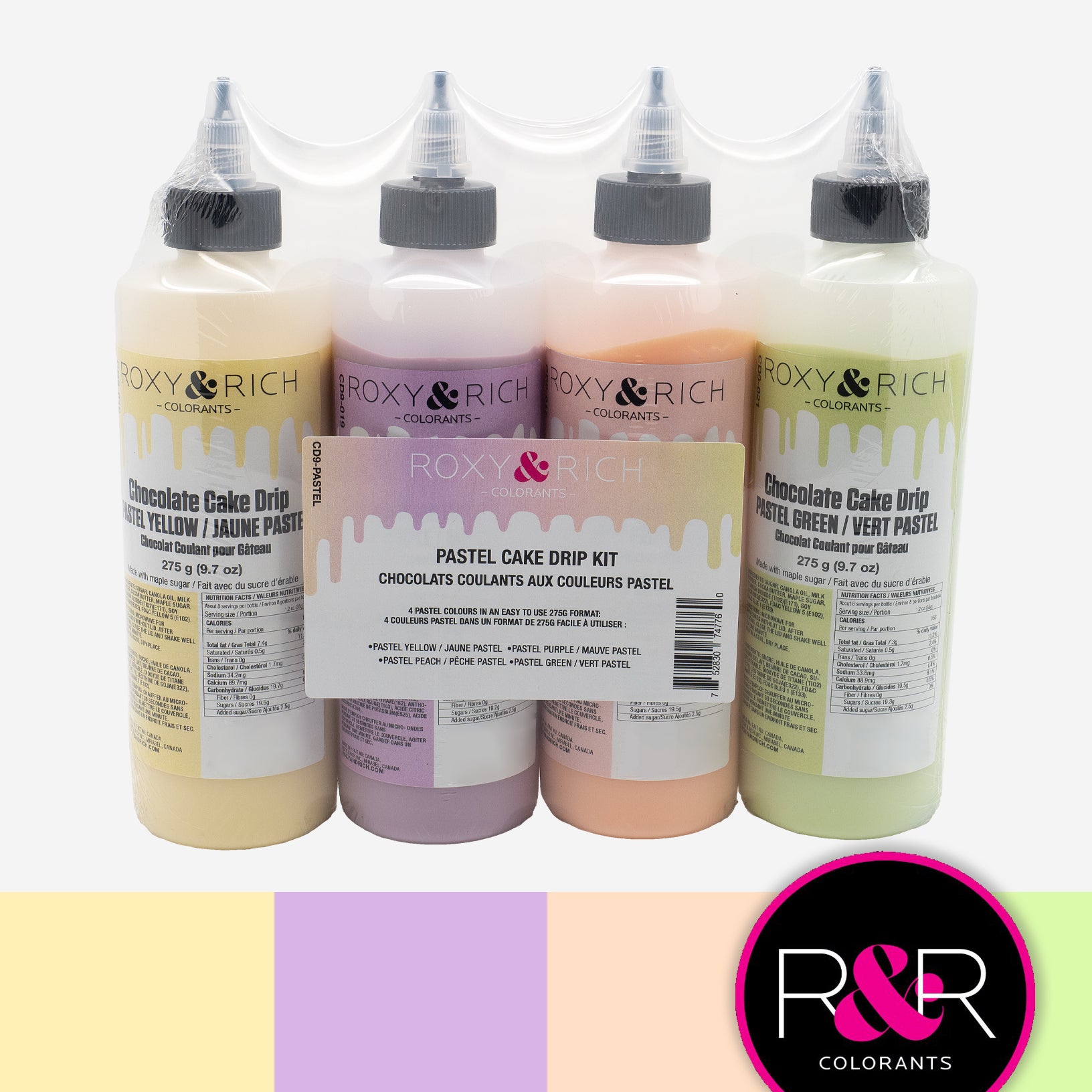Chocolat Coulant - Cake Drip Ensemble Pastel (4x275g) - Roxy & Rich - Chocolat coulant pour gâteau - - La Guilde Culinaire