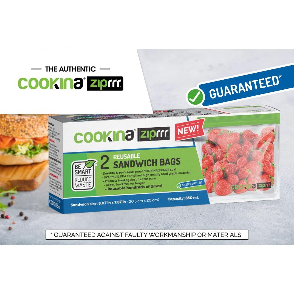 Cookina ZIPRRR - Sacs réutilisables à sandwich * - Cookina - Emballage alimentaire - - La Guilde Culinaire
