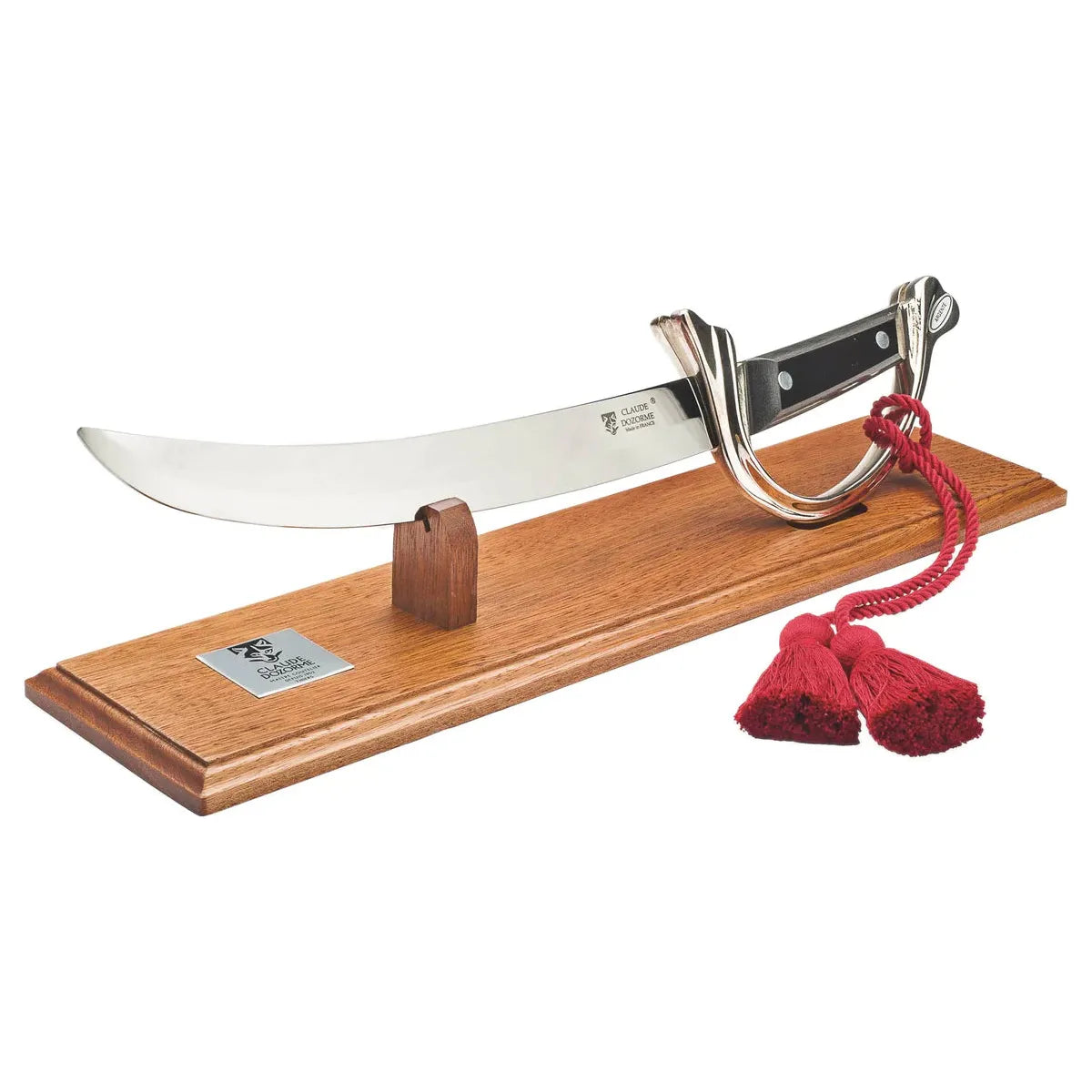 Sabre à champagne Mac Mahon manche micarta noir - Claude Dozorme Socle en Acajou - Claude Dozorme - Sabre à champagne - D9.11.063.90 - La Guilde Culinaire