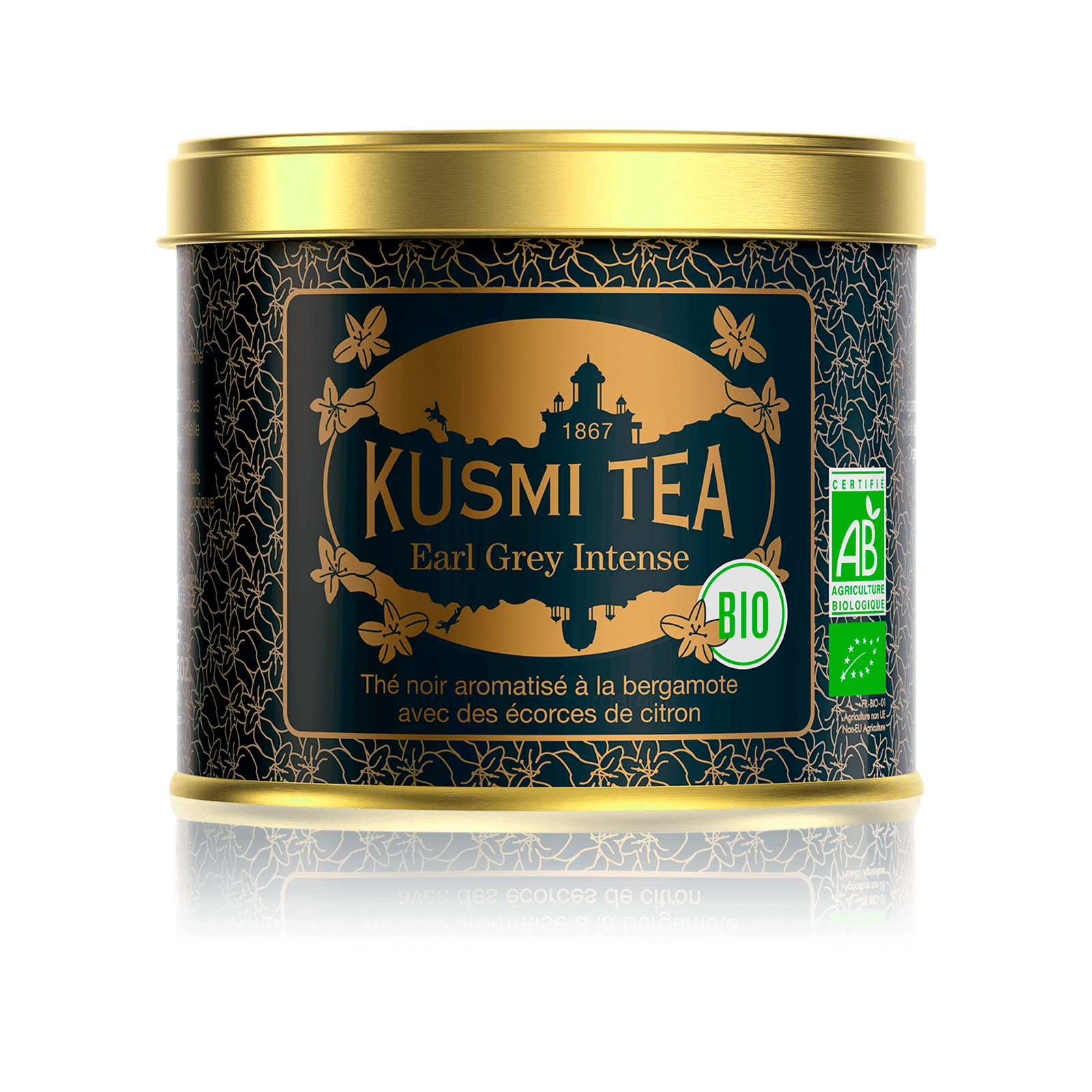 Thé Noir Earl Grey Intense bio Boîte 100g - Kusmi Tea - Thé et infusion - KM5159 - La Guilde Culinaire