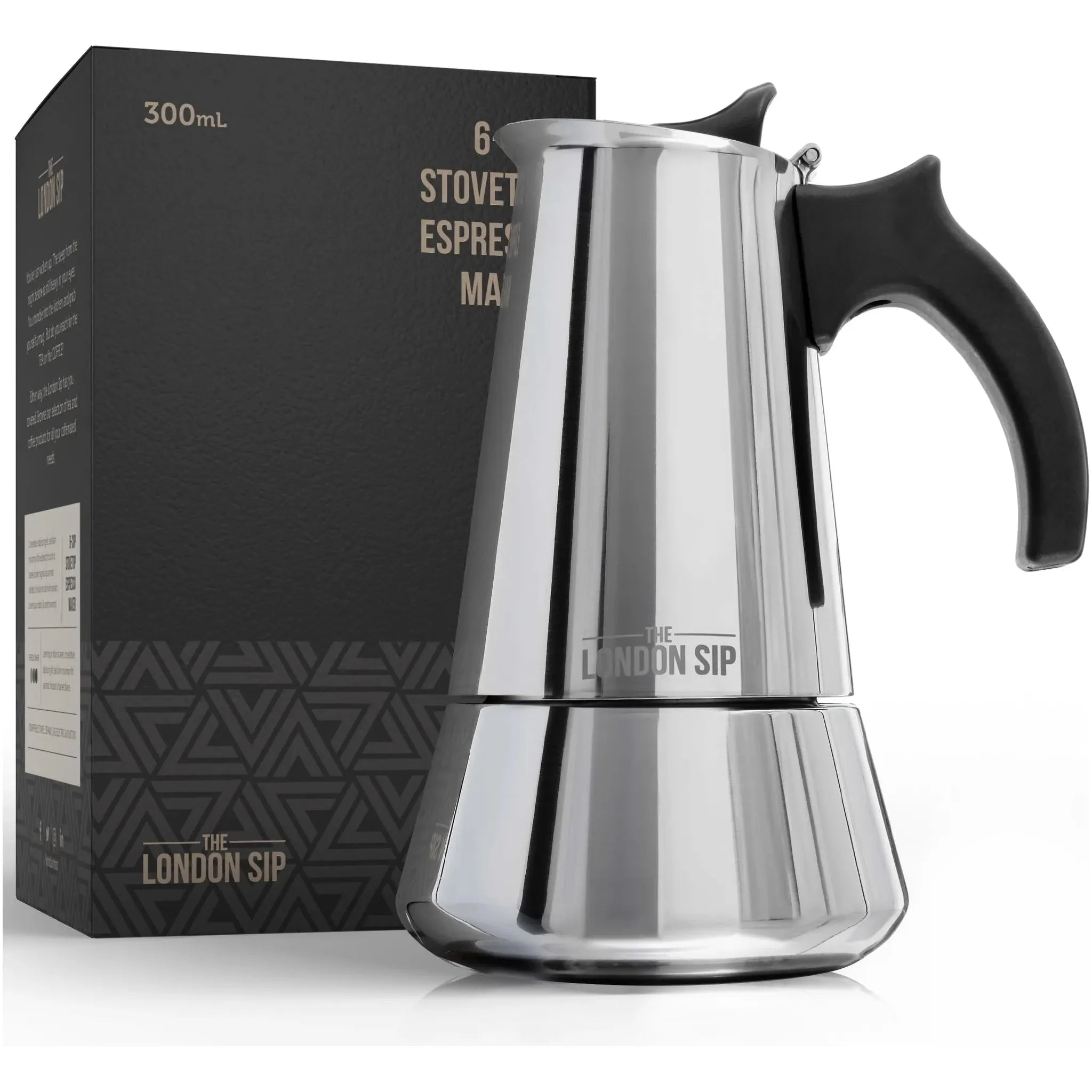 Machine à espresso 6 Tasses en acier inoxydable pour cuisinière Silver - The London Sip Company - Cafetière italienne - EM6S - La Guilde Culinaire