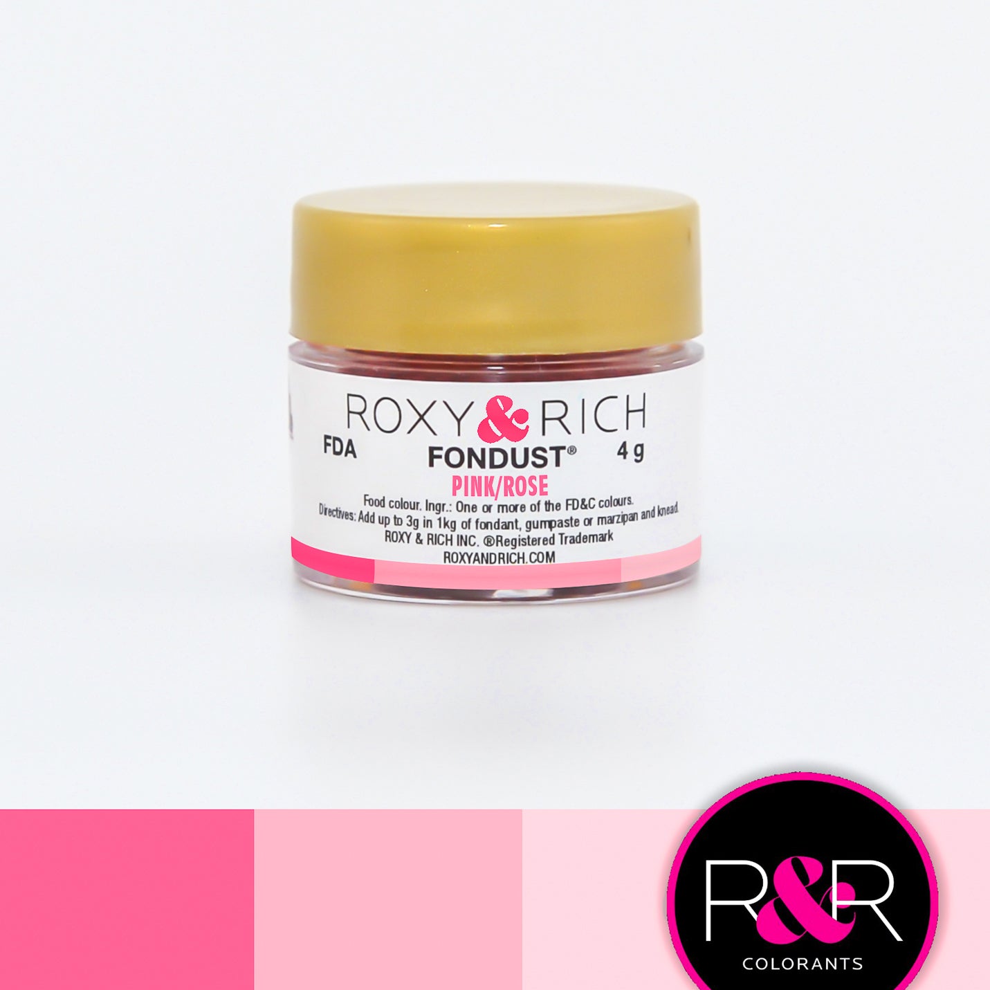 Colorant FONDUST Rose 4g   - Roxy & Rich - Colorant alimentaire hydrosoluble - F4-017