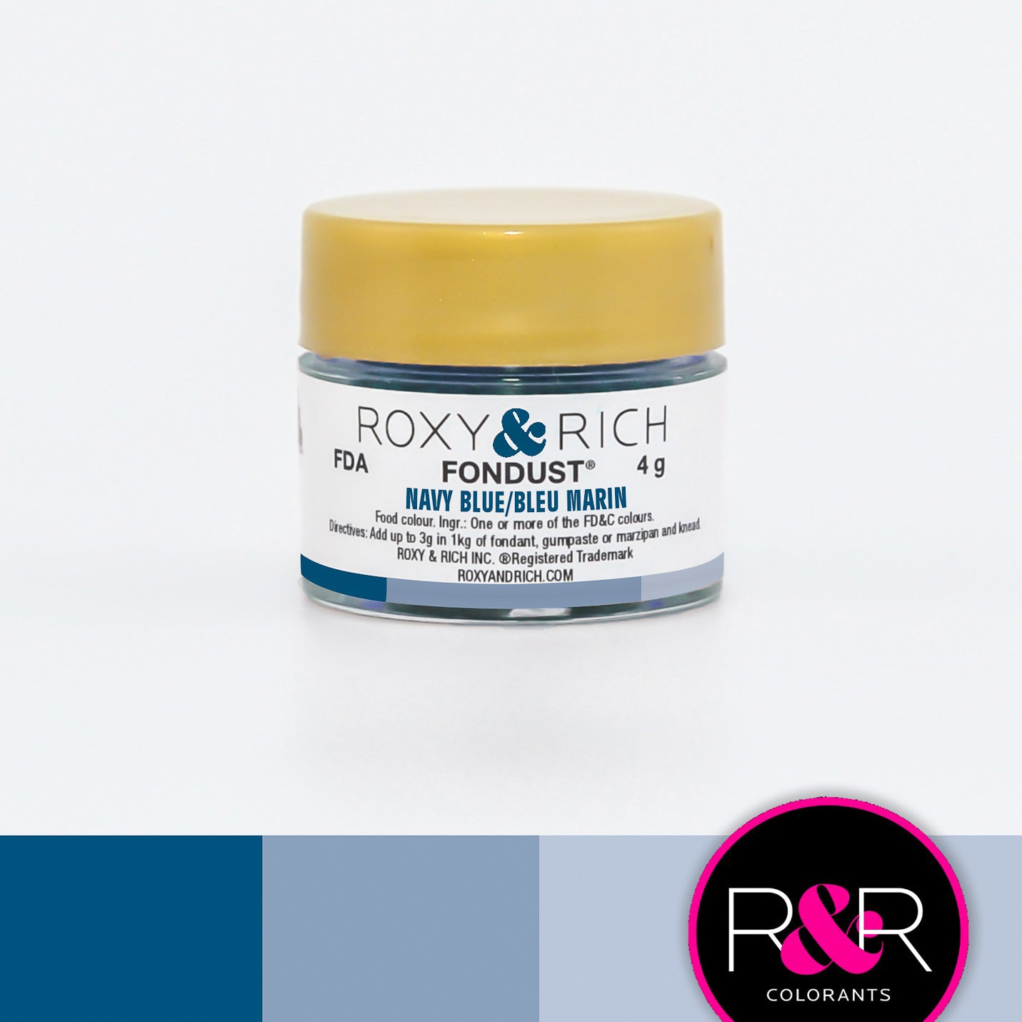 Colorant FONDUST Bleu Marin 4g   - Roxy & Rich - Colorant alimentaire hydrosoluble - F4-025