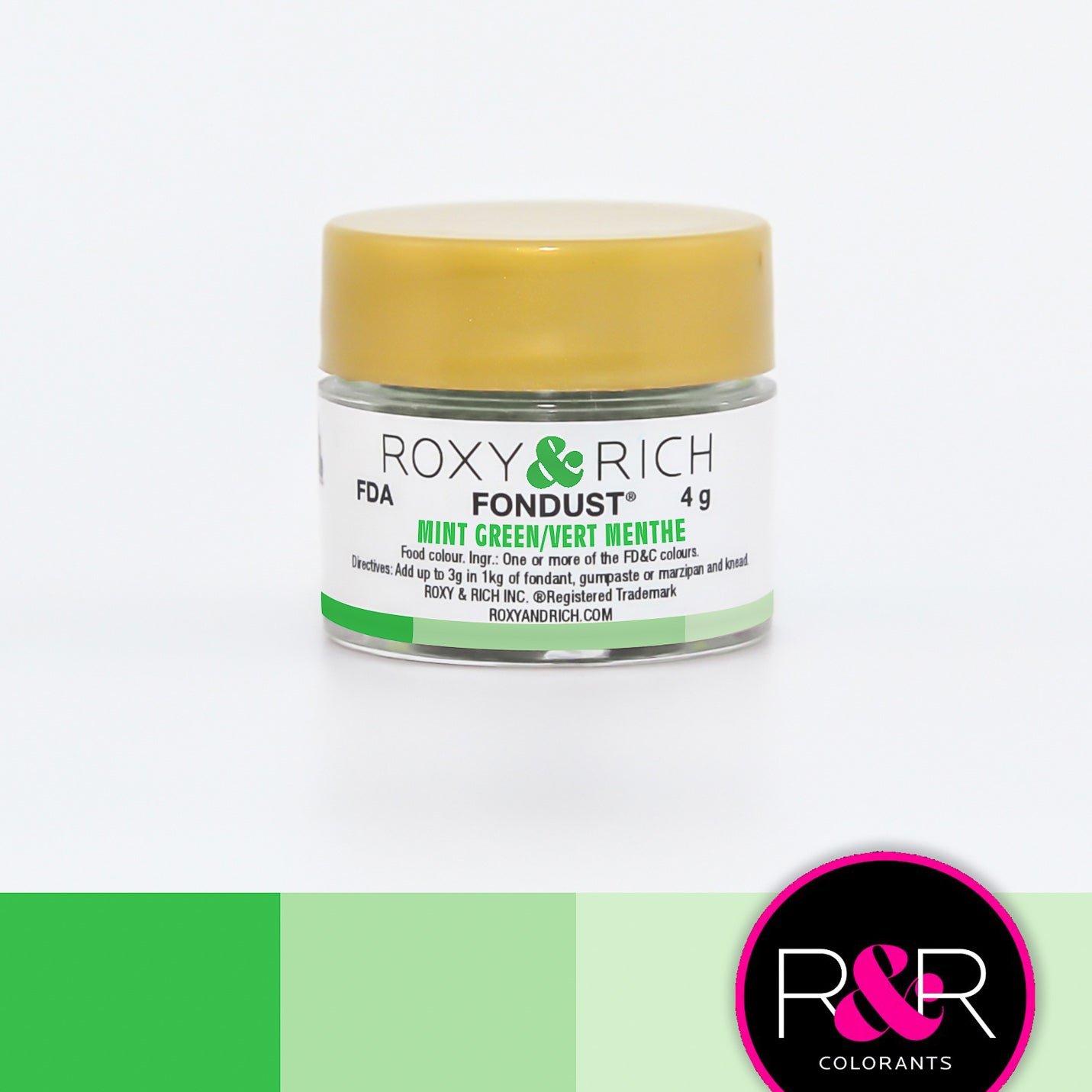 Colorant FONDUST Vert Menthe 4g   - Roxy & Rich - Colorant alimentaire hydrosoluble - F4-027