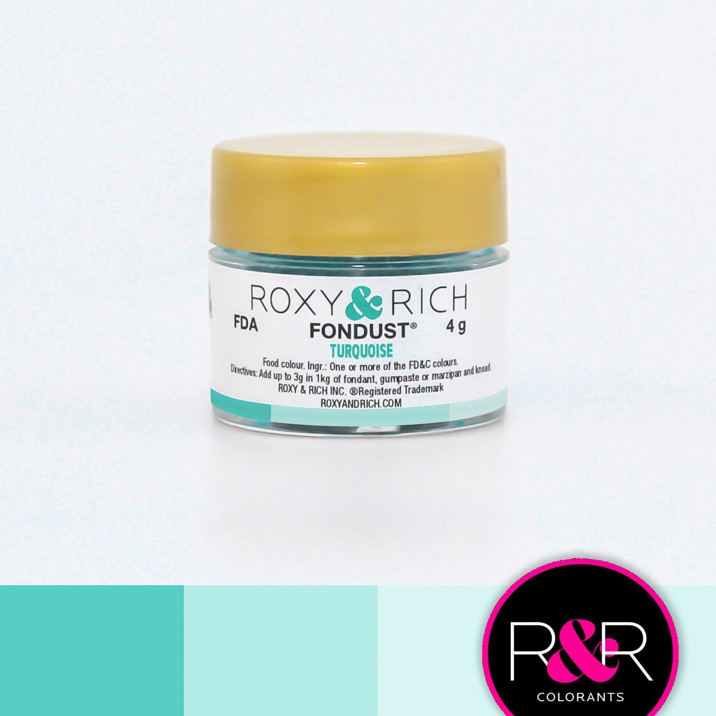 Colorant FONDUST Turquoise 4g   - Roxy & Rich - Colorant alimentaire hydrosoluble - F4-031