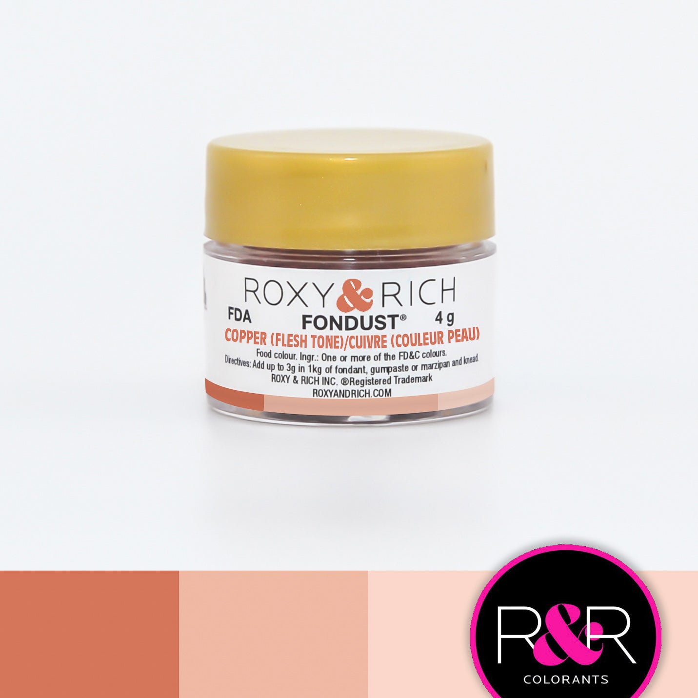 Colorant FONDUST Cuivre (couleur peau) 4g   - Roxy & Rich - Colorant alimentaire hydrosoluble - F4-033