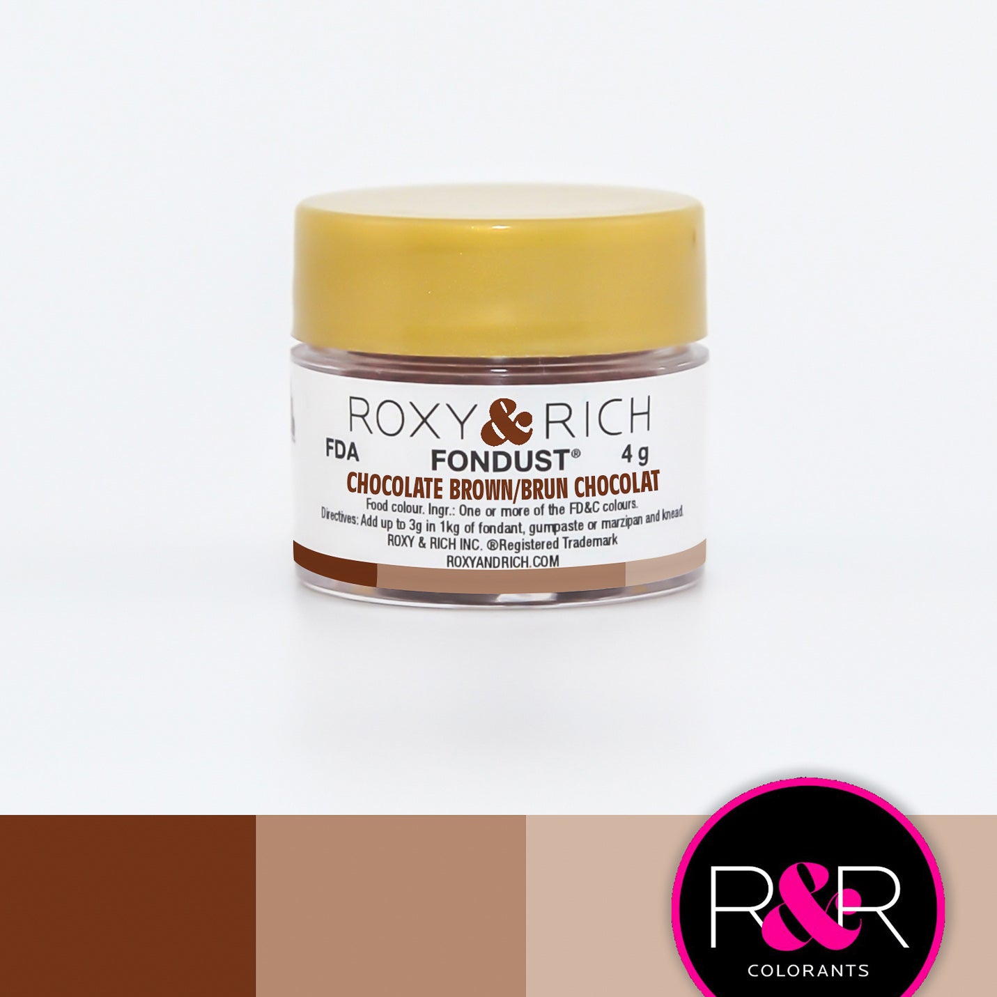 Colorant FONDUST Brun Chocolat 4g   - Roxy & Rich - Colorant alimentaire hydrosoluble - F4-035