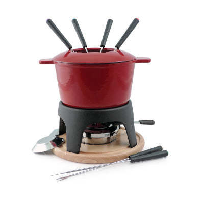 Sierra Set à fondue en fonte émaillée rouge 11 Pc - Swissmar - Service à fondue - - La Guilde Culinaire