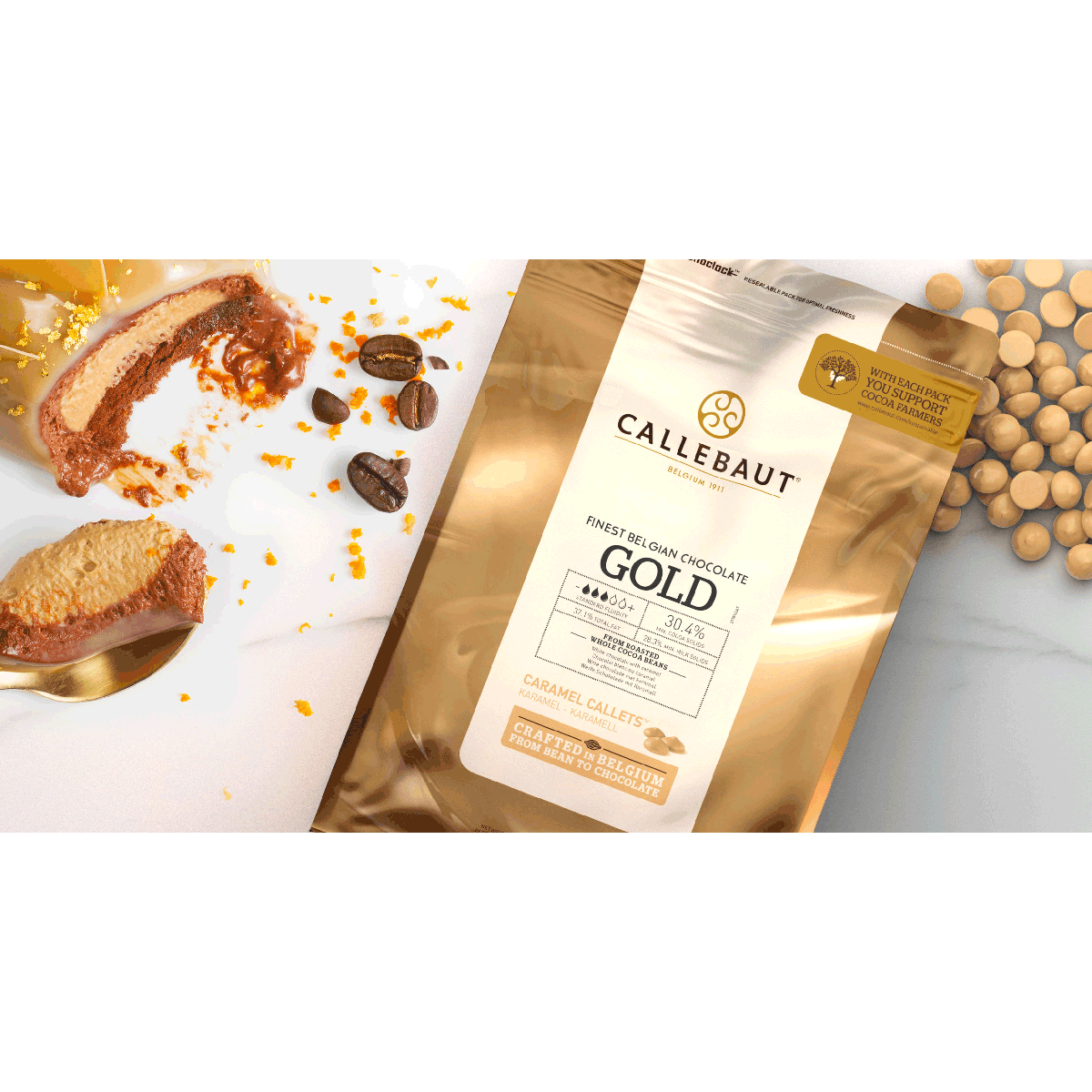 Chocolat Gold Caramel - Callebaut - Chocolat au lait - - La Guilde Culinaire