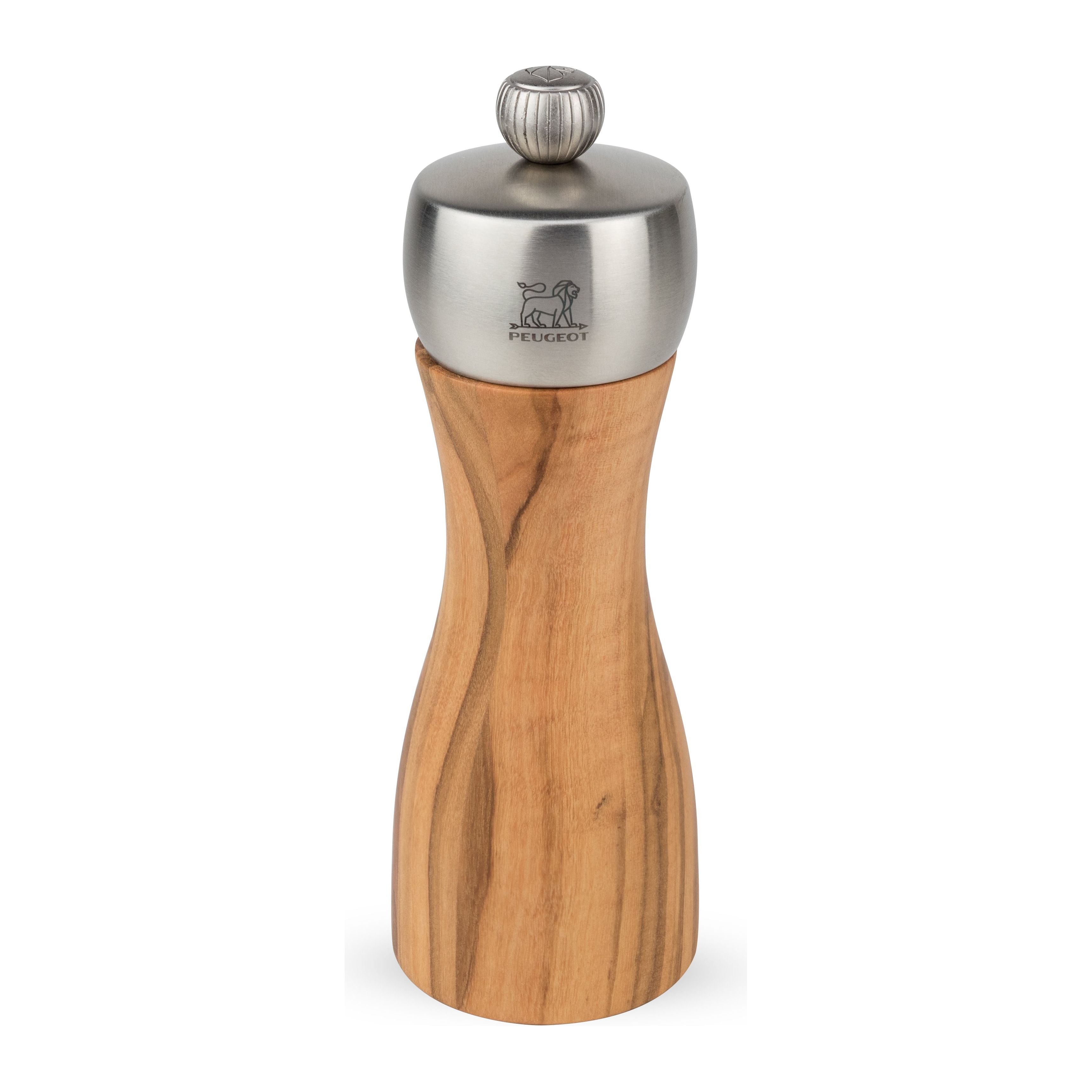 Moulin à sel manuel en bois d'olivier et inox 15cm - Fidji Peugeot - Peugeot - Moulin à sel - - La Guilde Culinaire
