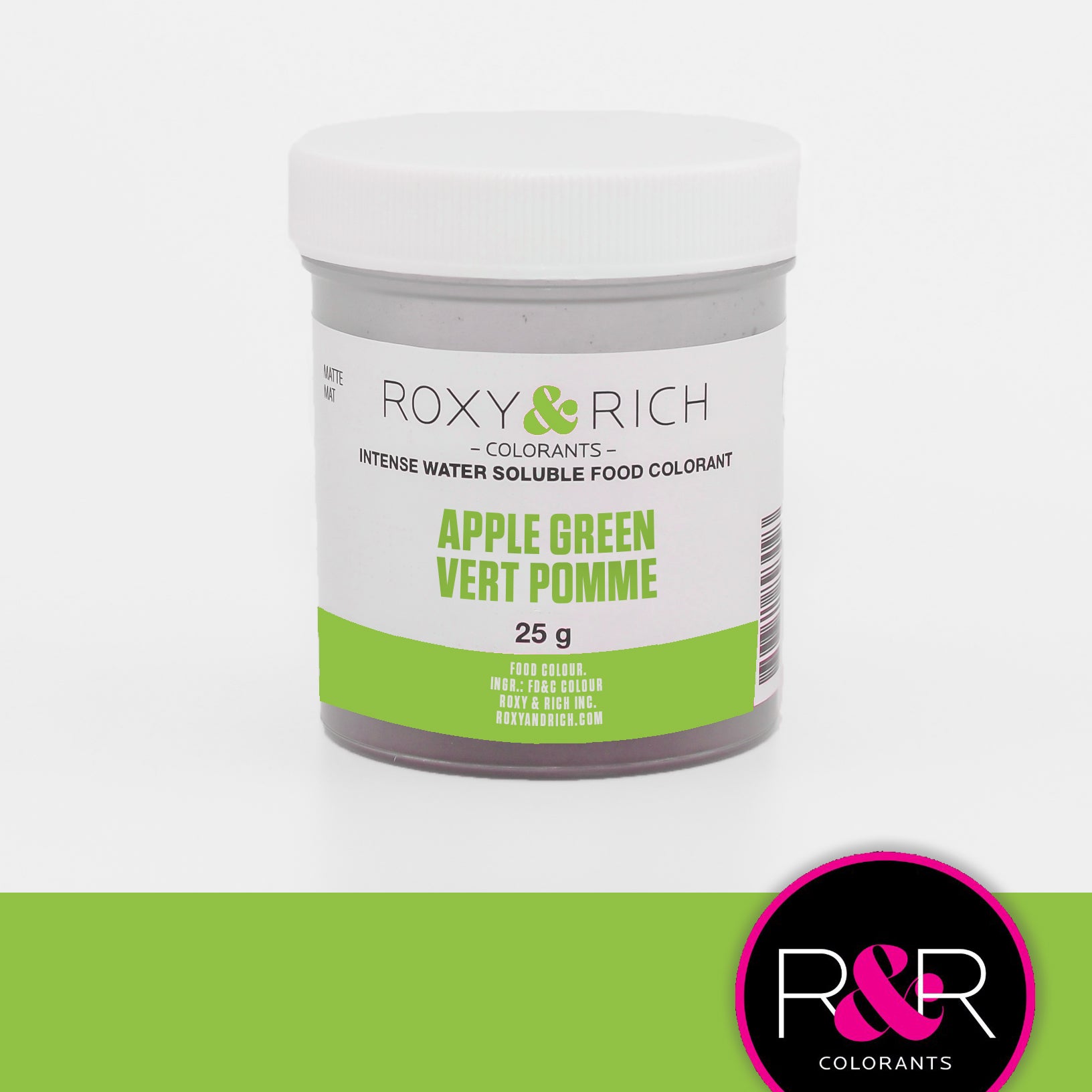 Colorant alimentaire hydrosoluble Vert Pomme 25g   - Roxy & Rich - Colorant alimentaire hydrosoluble - H25-010
