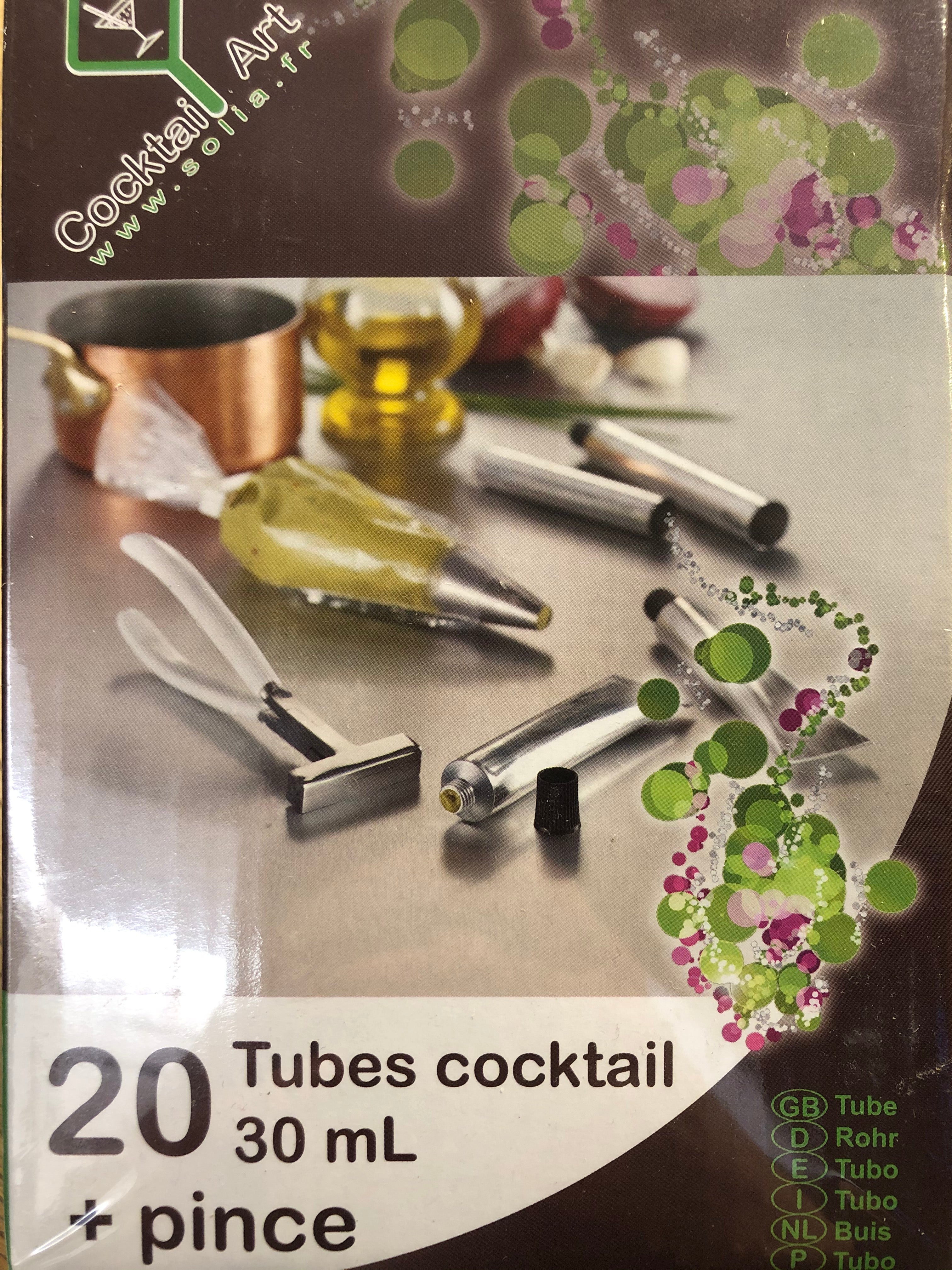Tubes Cocktail 30ml + pince    - Solia - Service de table jetable - 