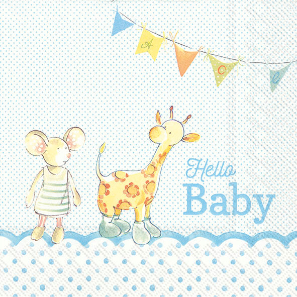 Serviette de table ''Hello Baby bleu'' - IHR - Serviette - - La Guilde Culinaire