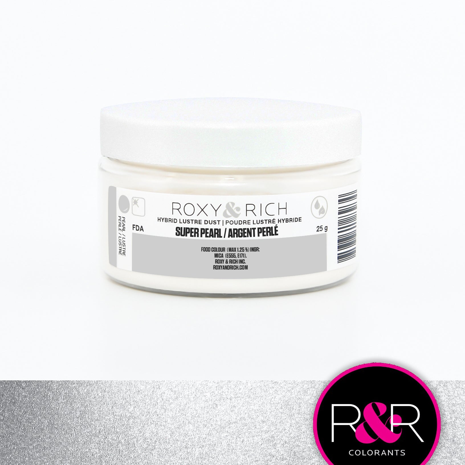 Poudre lustrée hybride Argent Perlé - Roxy & Rich - Poudre lustrée - - La Guilde Culinaire