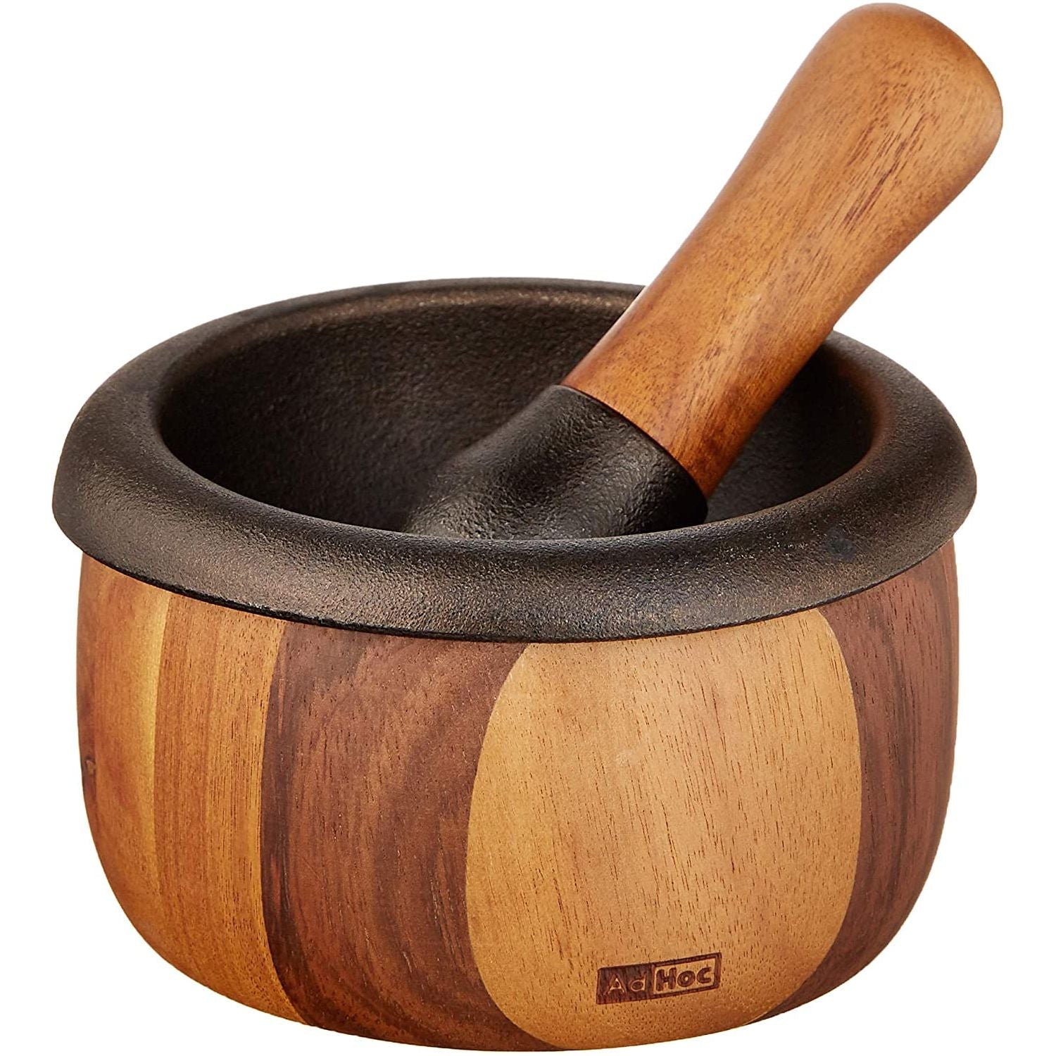 Mortier et Pilon en bois et fonte - AdHoc - Mortier et pilon - - La Guilde Culinaire