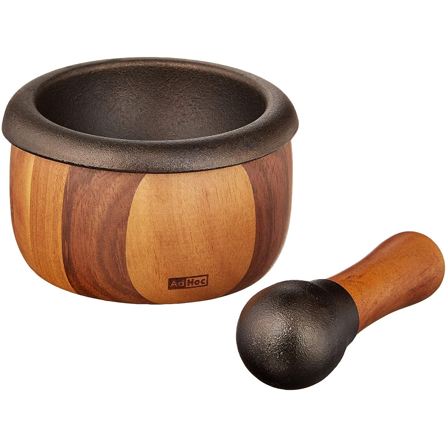 Mortier et Pilon en bois et fonte - AdHoc - Mortier et pilon - - La Guilde Culinaire