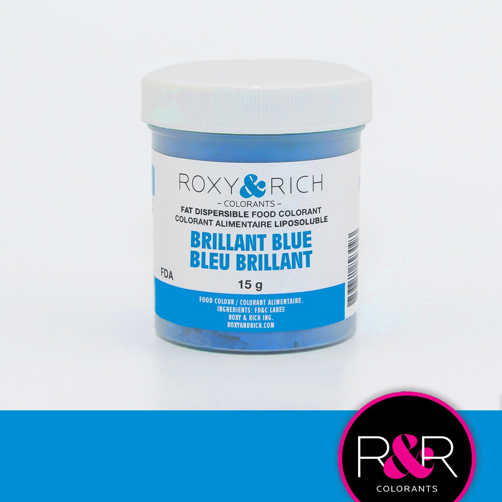 Colorant Alimentaire Liposoluble Bleu Brillant 15gr   - Roxy & Rich - Colorant alimentaire liposoluble - P15-B05