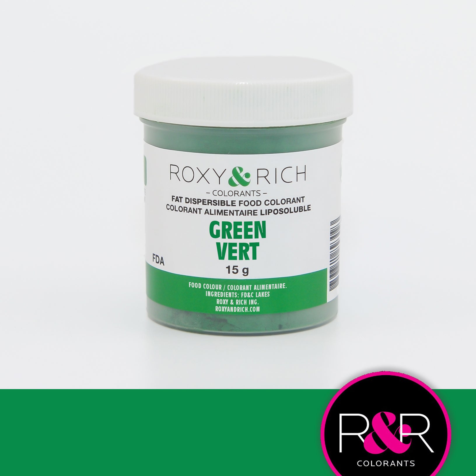 Colorant Alimentaire Liposoluble Vert 15gr   - Roxy & Rich - Colorant alimentaire liposoluble - P15-B07