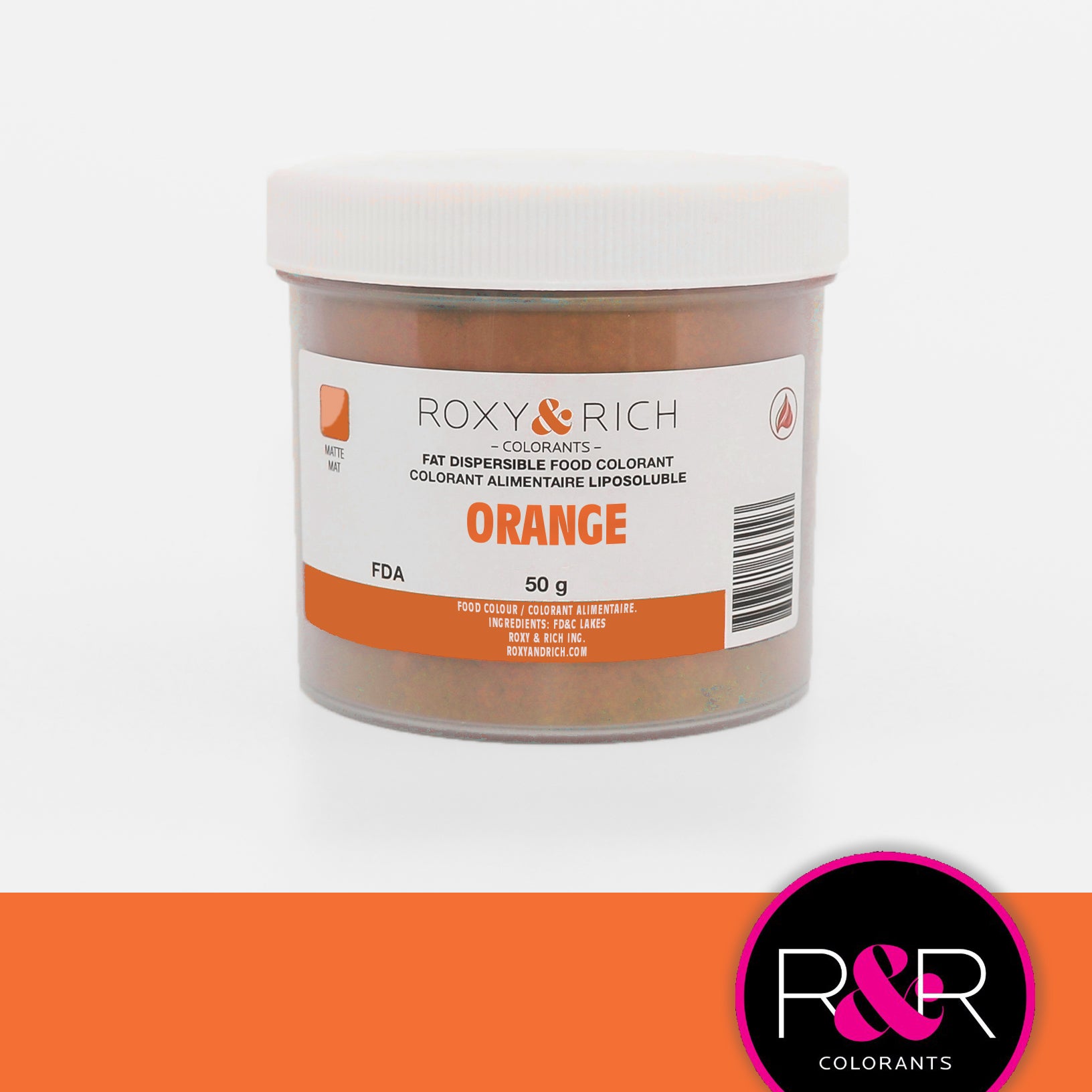 Colorant Alimentaire Liposoluble Orange 50gr   - Roxy & Rich - Colorant alimentaire liposoluble - P50-B02