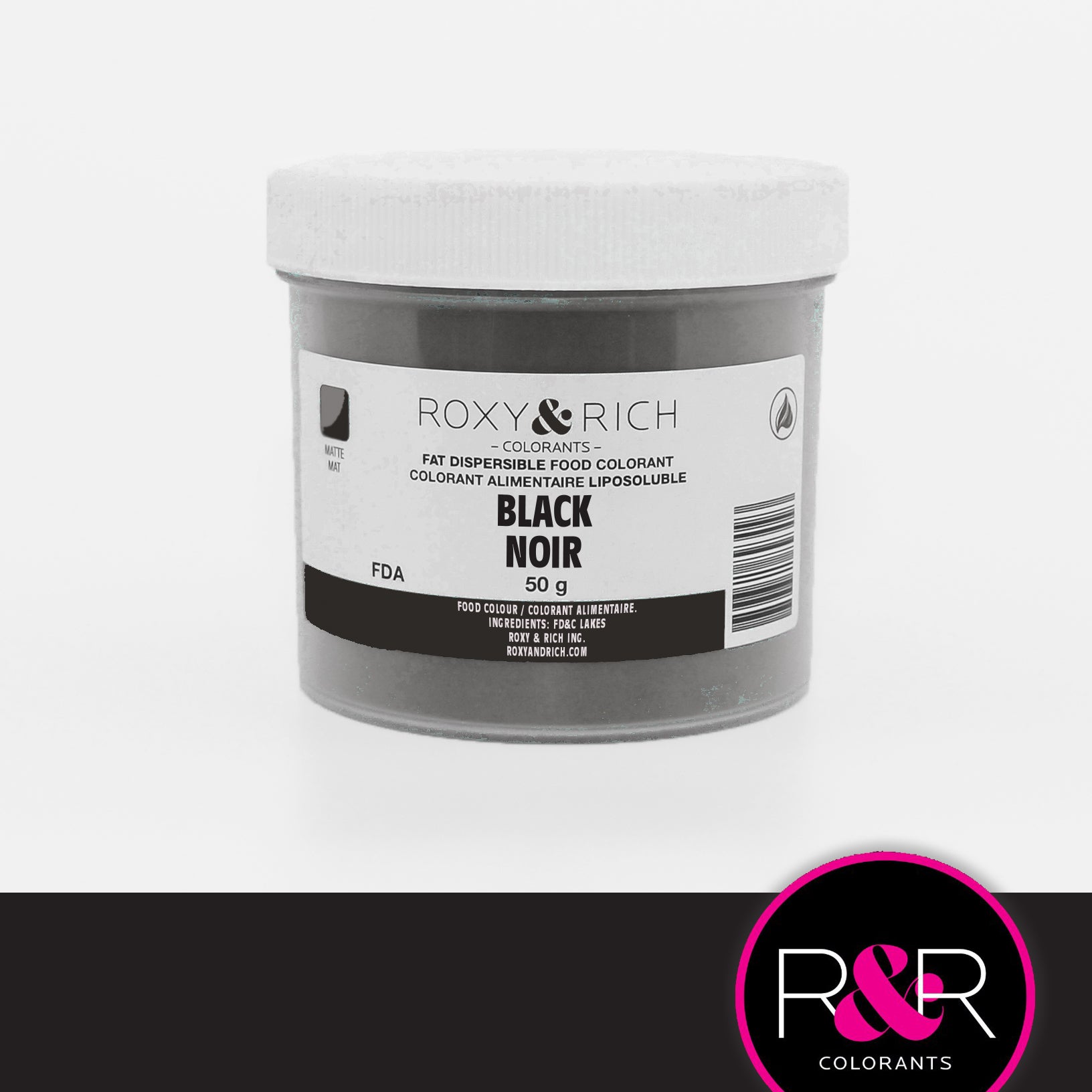 Colorant Alimentaire Liposoluble Noir 50gr   - Roxy & Rich - Colorant alimentaire liposoluble - P50-B11