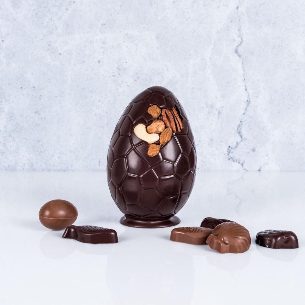 Moyen Oeuf mendiant Surprise de pâques 11,5 cm Chocolat Noir 64%   - Chocolat Boréal - Tablette de chocolat - PA032N