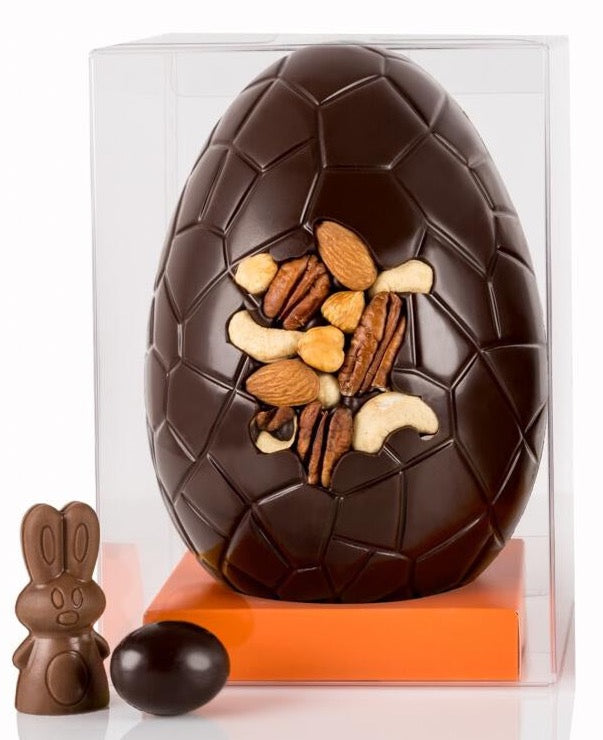 Gros Oeuf mendiant Surprise de pâques 18 cm Chocolat Noir 64%   - Chocolat Boréal - Tablette de chocolat - PA035N