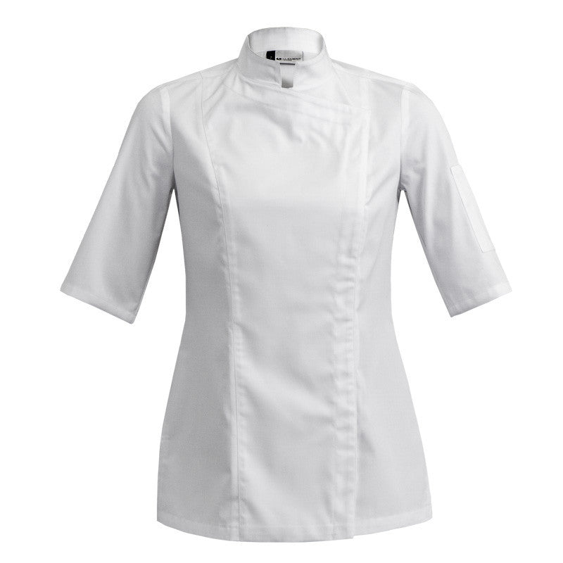 Veste de cuisine Sienne Blanc courtes T00 - UE XS-34/36 - US 28/29 - Clement Design - Veste cuisine femme - SIENNE BLANC MC T00 - La Guilde Culinaire