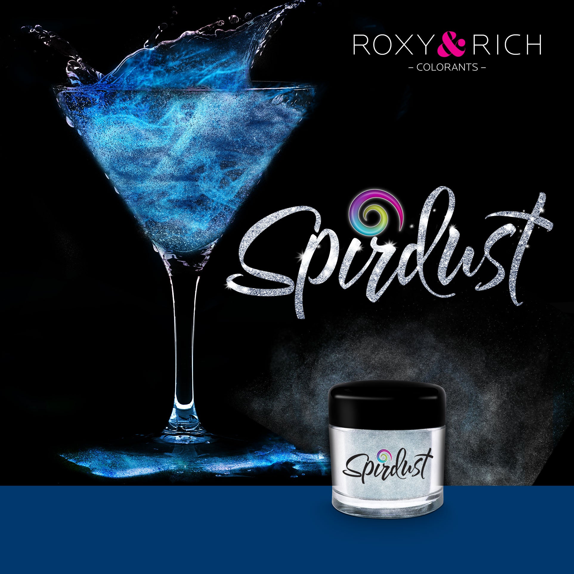 Poudres brillantes comestibles pour boissons - BLEU Indigo - SPIRDUST - Roxy & Rich - Colorant pour boisson - - La Guilde Culinaire