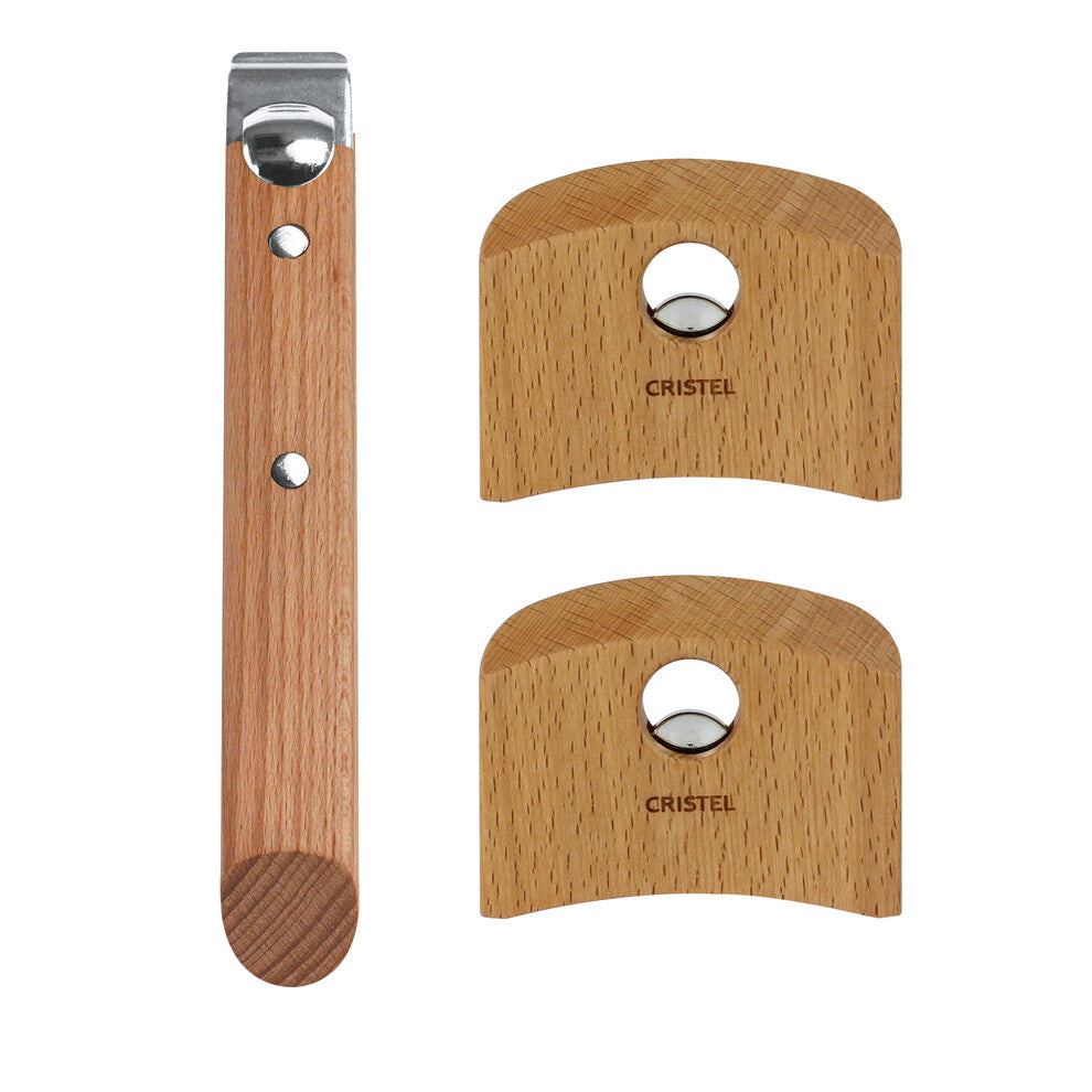 Set poignée et anses casteline bois - CASTELINE Bois de hêtre - Cristel - Poignée - SPPLCXBH - La Guilde Culinaire