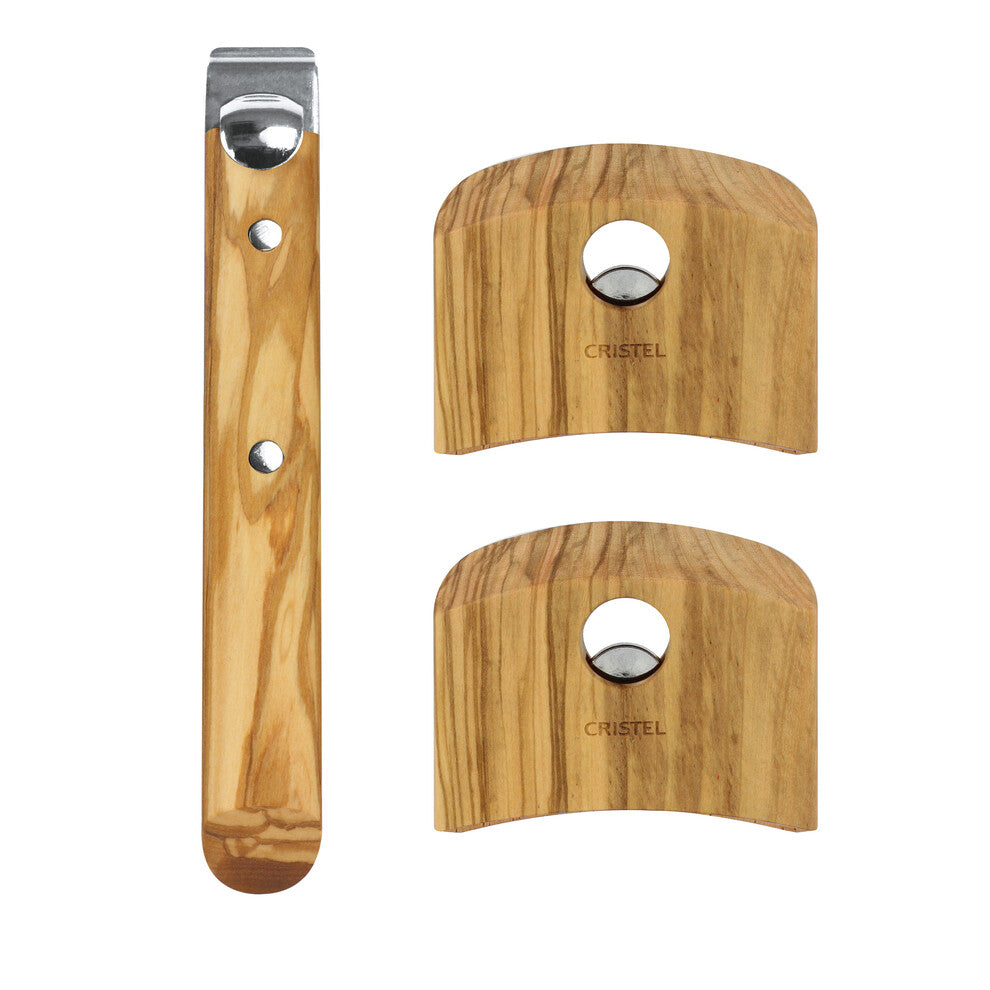 Set poignée et anses casteline bois - CASTELINE Bois d'olivier - Cristel - Poignée - SPPLCXBO - La Guilde Culinaire