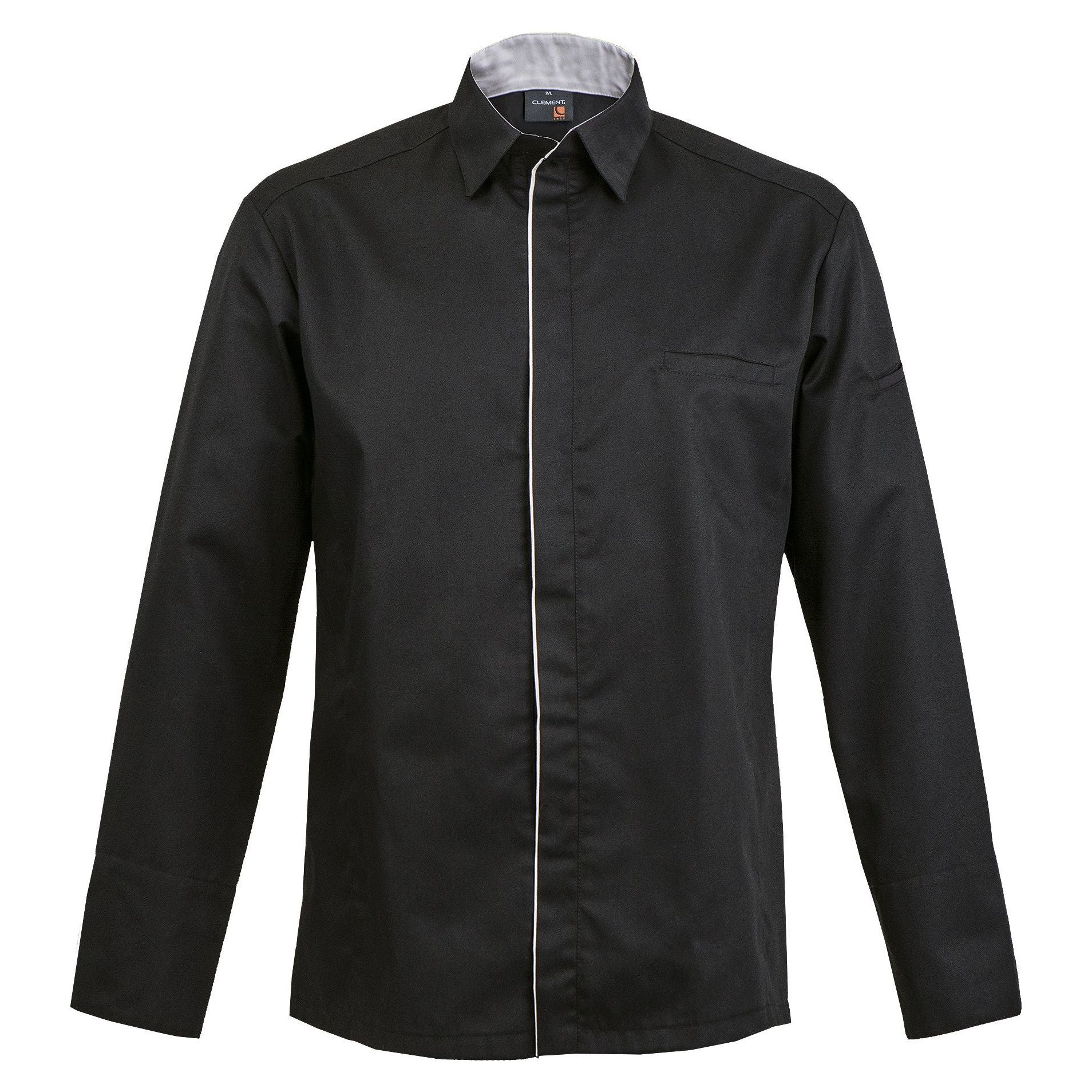 Veste de cuisine Squadra * Noir/Acier Longues T4 - UE 2XL-58/60 - US 45/48 - Clement Design - Veste cuisine homme - SQUADRA NOIR ACIER ML T4 - La Guilde Culinaire
