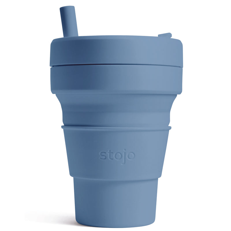 Tasse pliante de poche - 470 ml / 16oz Bleu gris   - Stojo - Tasse à café et à thé - STO1605ST