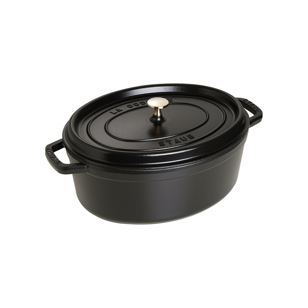 Cocotte ovale fonte et émail Noir 14'' 37cm 8L - Staub - Cocotte - - La Guilde Culinaire